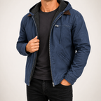 Lachlan | Mens Fleece Lined Hooded Winter Autumn Soft Shell Jacket, Navy Blue