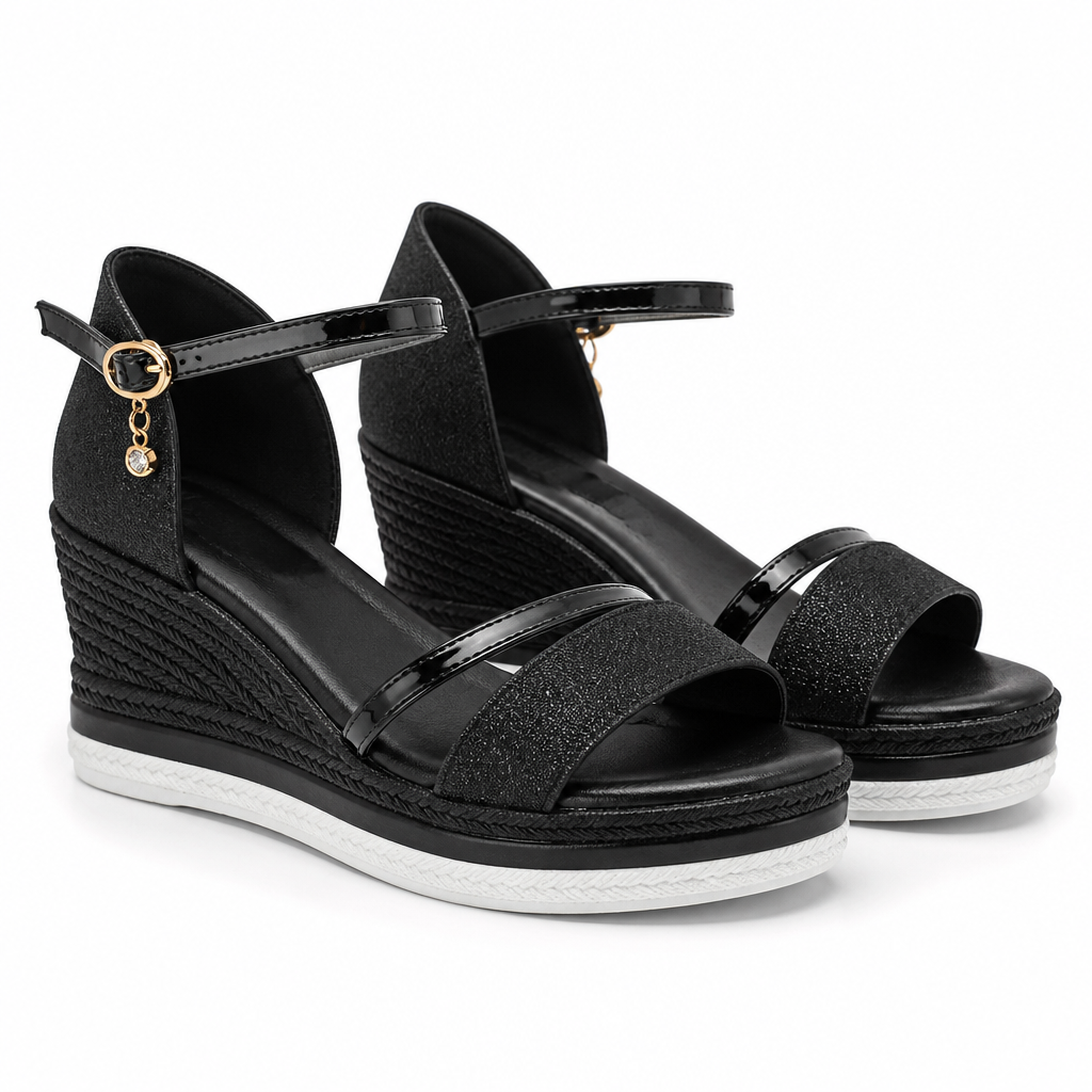 Laila | Womens Platform Wedge Peep Toe Fish Mouth Sandals