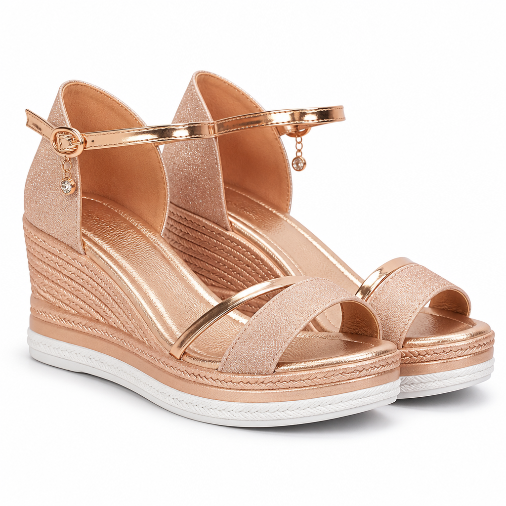 Laila | Womens Platform Wedge Peep Toe Fish Mouth Sandals