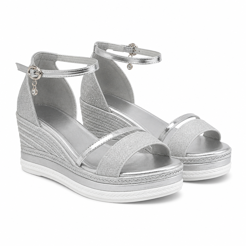 Laila | Womens Platform Wedge Peep Toe Fish Mouth Sandals