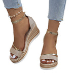Laila | Womens Platform Wedge Peep Toe Fish Mouth Sandals