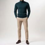 Lance | Mens Turtleneck Sweater Knit Roll Neck Warm Winter Pullover, Dark Green