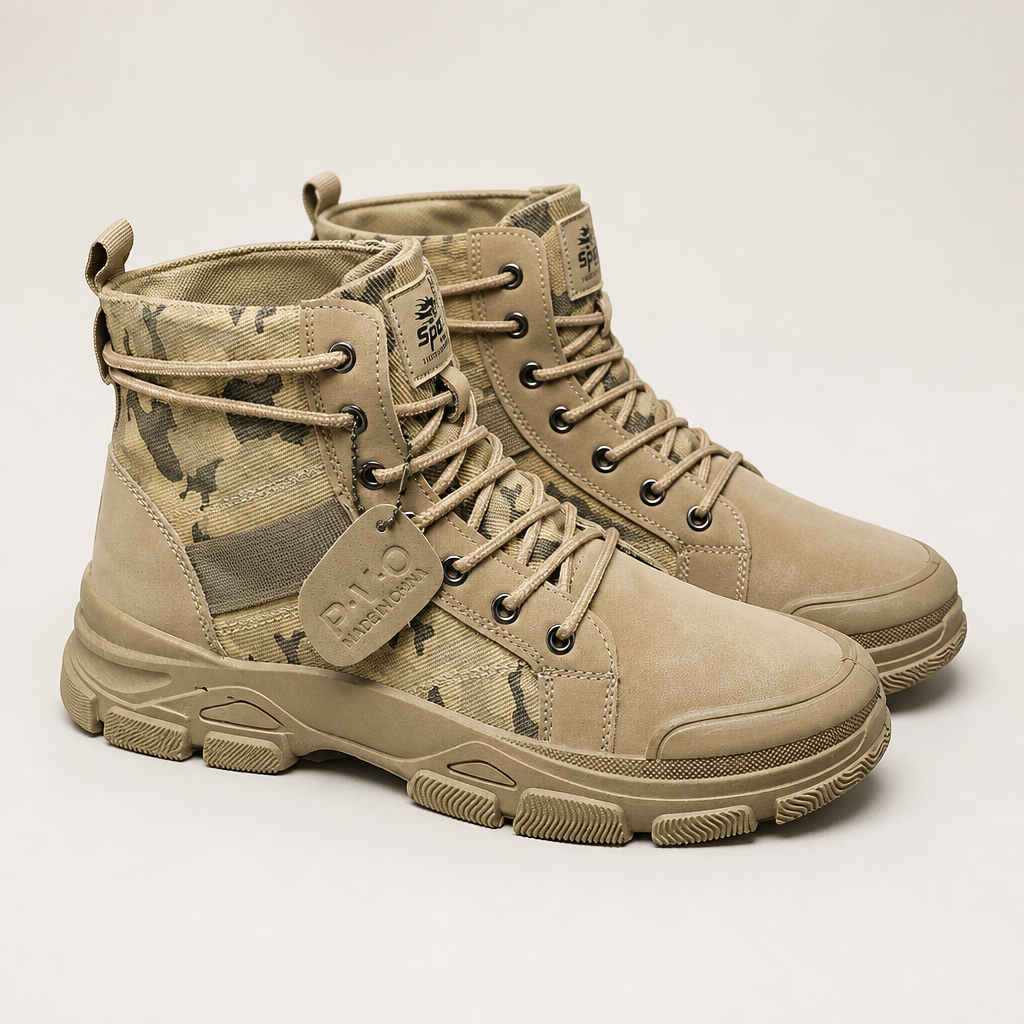 Laney | Womens Lace Up Tactical Hiking Boots, Khaki 4