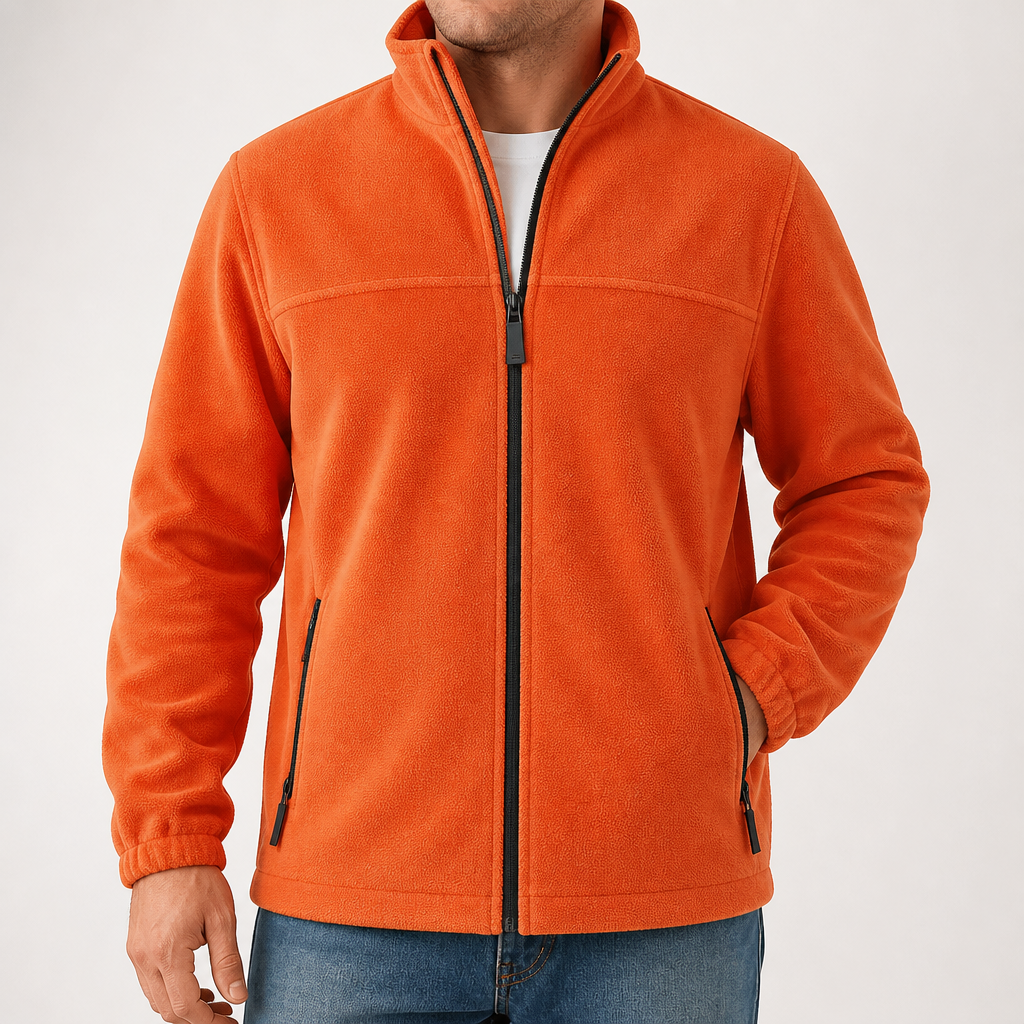 Langston | Mens Fleece Lined Winter Jacket Warm Stand Collar Coat, Orange