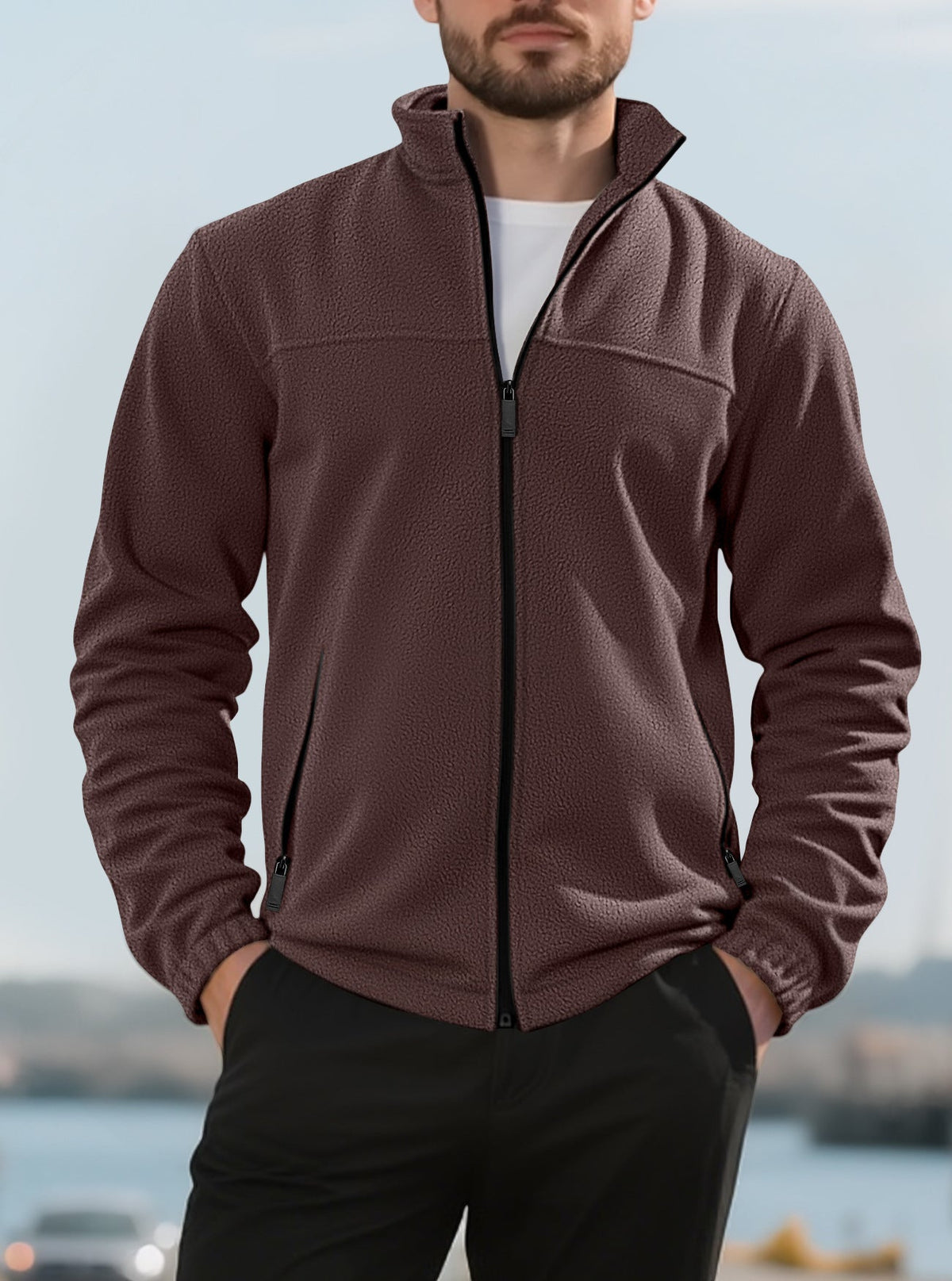 Langston | Mens Fleece Lined Winter Jacket Warm Stand Collar Coat