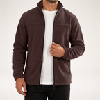 Langston | Mens Fleece Lined Winter Jacket Warm Stand Collar Coat, Brown