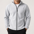 Langston | Mens Fleece Lined Winter Jacket Warm Stand Collar Coat, Light Grey