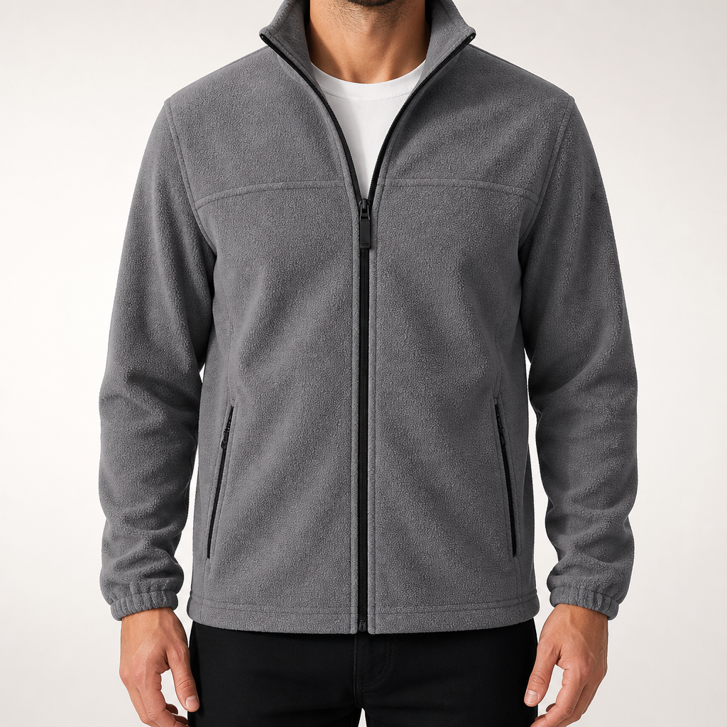 Langston | Mens Fleece Lined Winter Jacket Warm Stand Collar Coat, Dark Grey