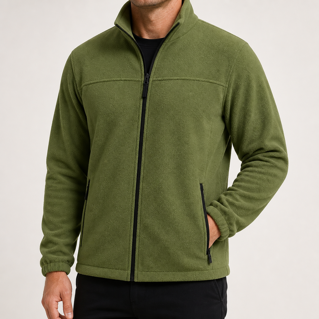 Langston | Mens Fleece Lined Winter Jacket Warm Stand Collar Coat, Army Green