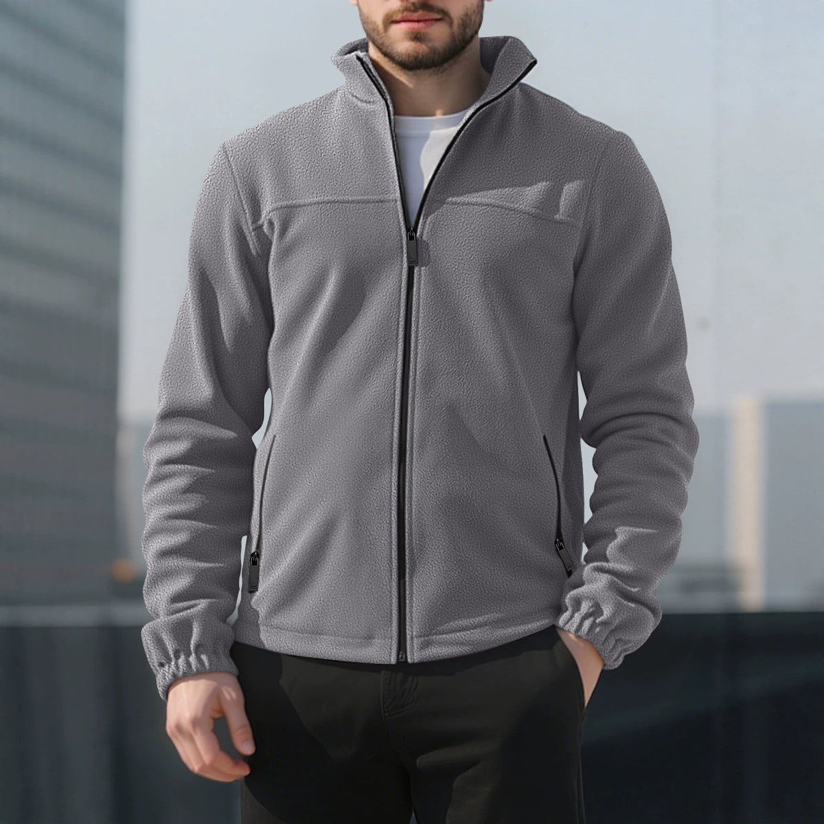 Langston | Mens Fleece Lined Winter Jacket Warm Stand Collar Coat