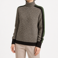 Lara | Womens Turtleneck Sweater Contrast Sleeve Loose Knit Pullover, Black