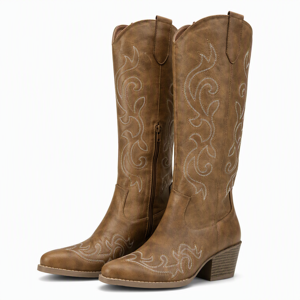 Laura | Womens Cowboy Boots Western Embroidered Slip On Fashion