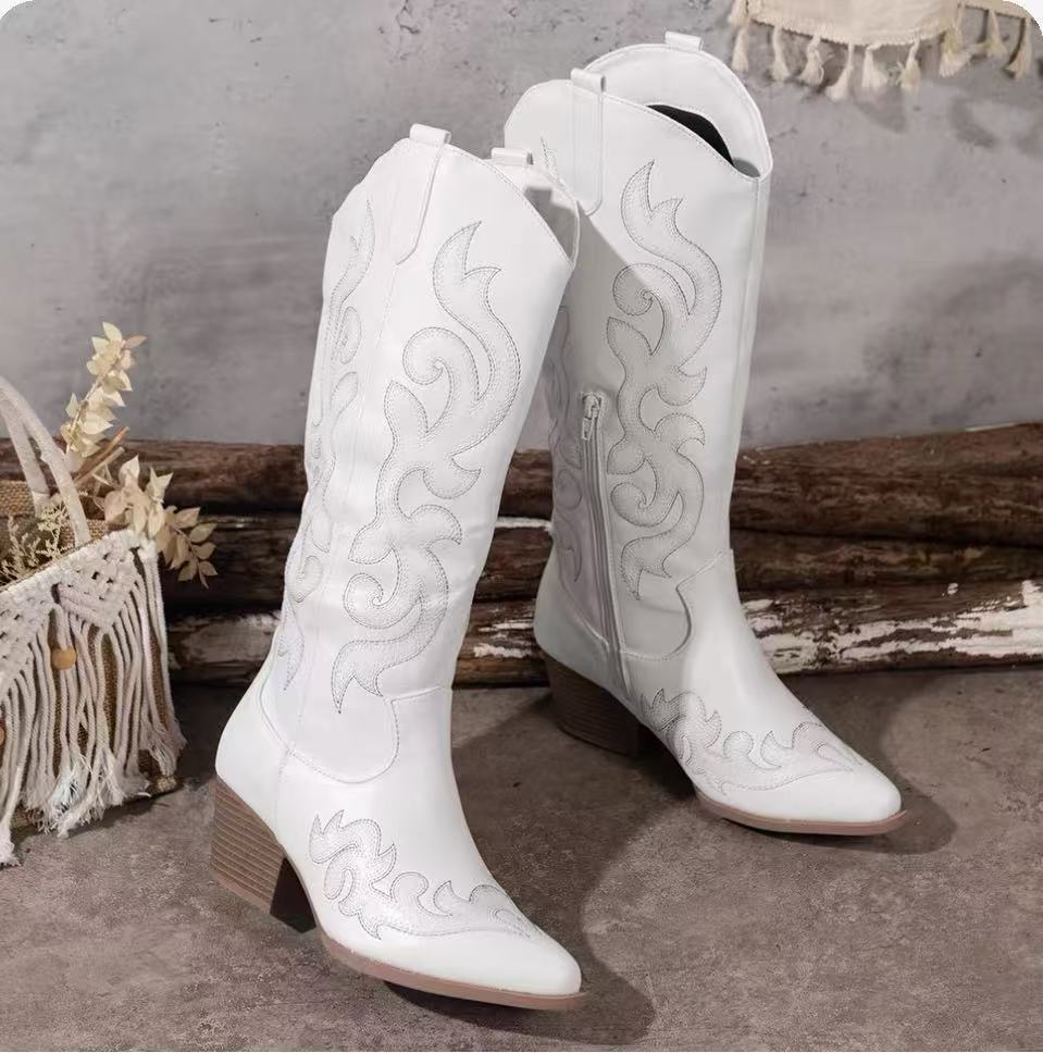 Laura | Womens Cowboy Boots Western Embroidered Slip On Fashion