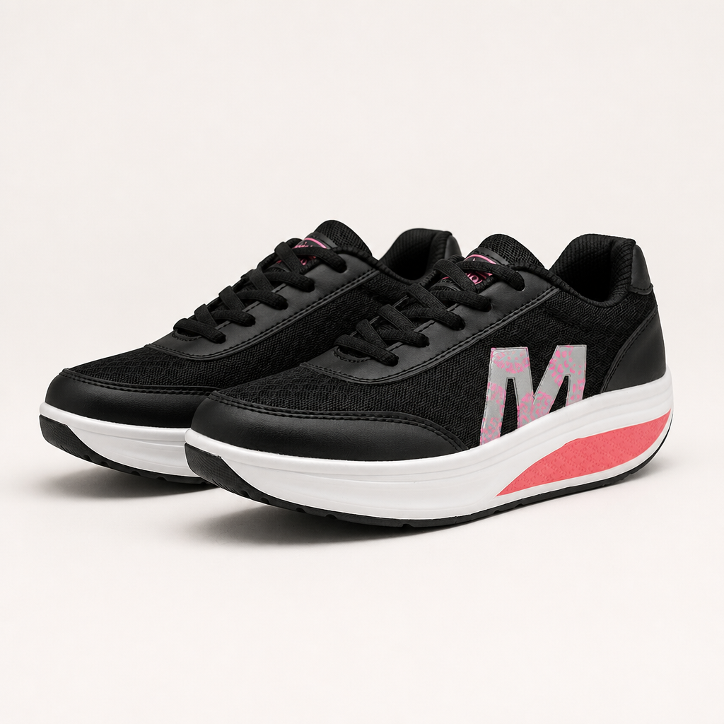 Lauren | Womens Cushioned Mesh Running Shoes Athletic Sneakers, Black