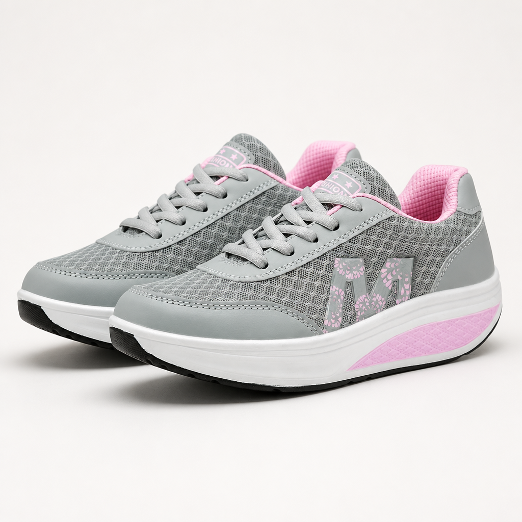 Lauren | Womens Cushioned Mesh Running Shoes Athletic Sneakers, Grey