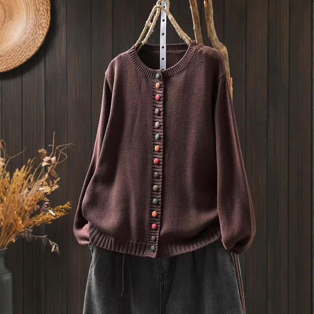 Leann | Womens Button Front Knit Long Sleeve Cardigan Sweater