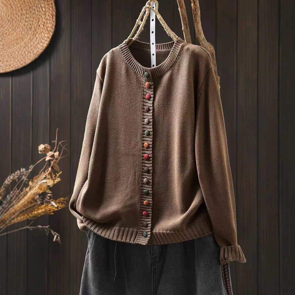Leann | Womens Button Front Knit Long Sleeve Cardigan Sweater