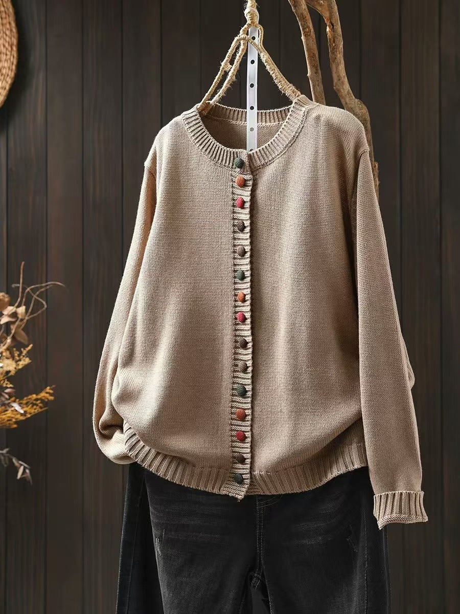 Leann | Womens Button Front Knit Long Sleeve Cardigan Sweater