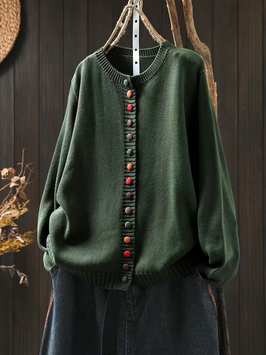 Leann | Womens Button Front Knit Long Sleeve Cardigan Sweater