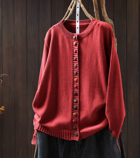 Leann | Womens Button Front Knit Long Sleeve Cardigan Sweater