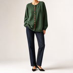 Leann | Womens Button Front Knit Long Sleeve Cardigan Sweater, Green