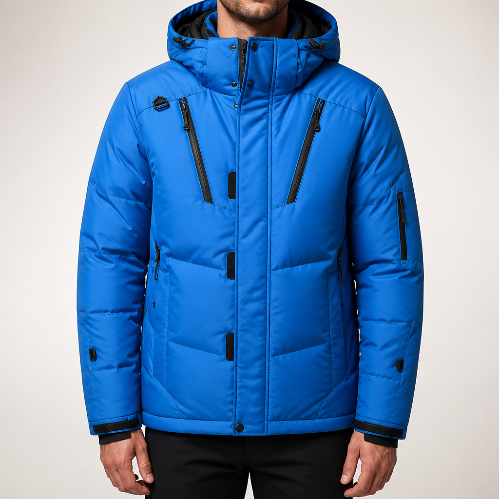 Lee | Mens Padded Winter Puffer Jacket Detachable Hood Warm Insulated Coat, Blue