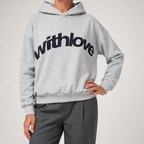 Leif | Womens Hoodies Hooded Sweatshirt Letter Print Long Sleeve Jacket, Light Grey