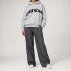 Leif | Womens Hoodies Hooded Sweatshirt Letter Print Long Sleeve Jacket, Light Grey