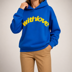 Leif | Womens Hoodies Hooded Sweatshirt Letter Print Long Sleeve Jacket, Royal Blue