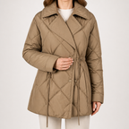 Leigh | Womens Lightweight Puffer Jacket Down Warm Winter Coat, Coffee