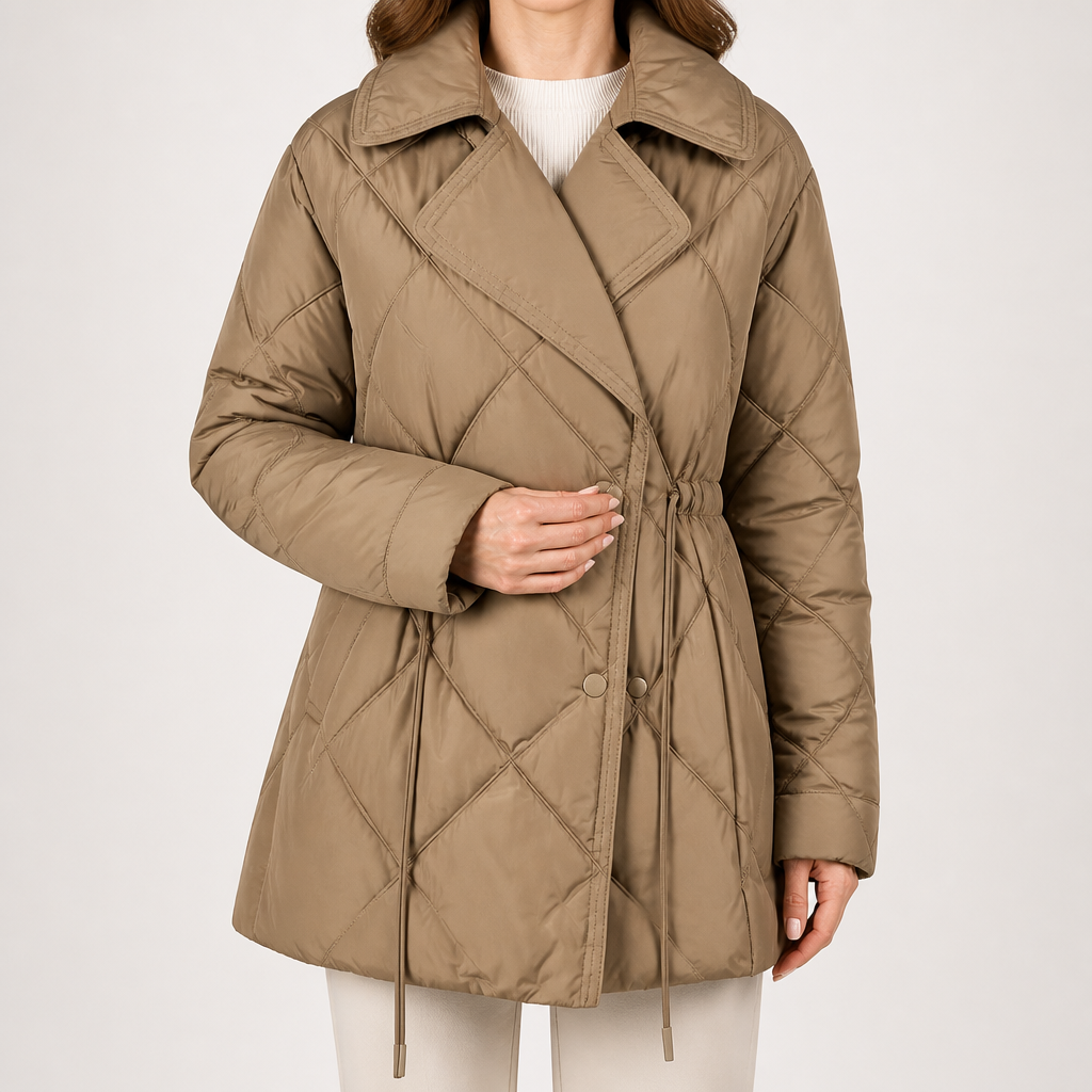 Leigh | Womens Lightweight Puffer Jacket Down Warm Winter Coat, Coffee