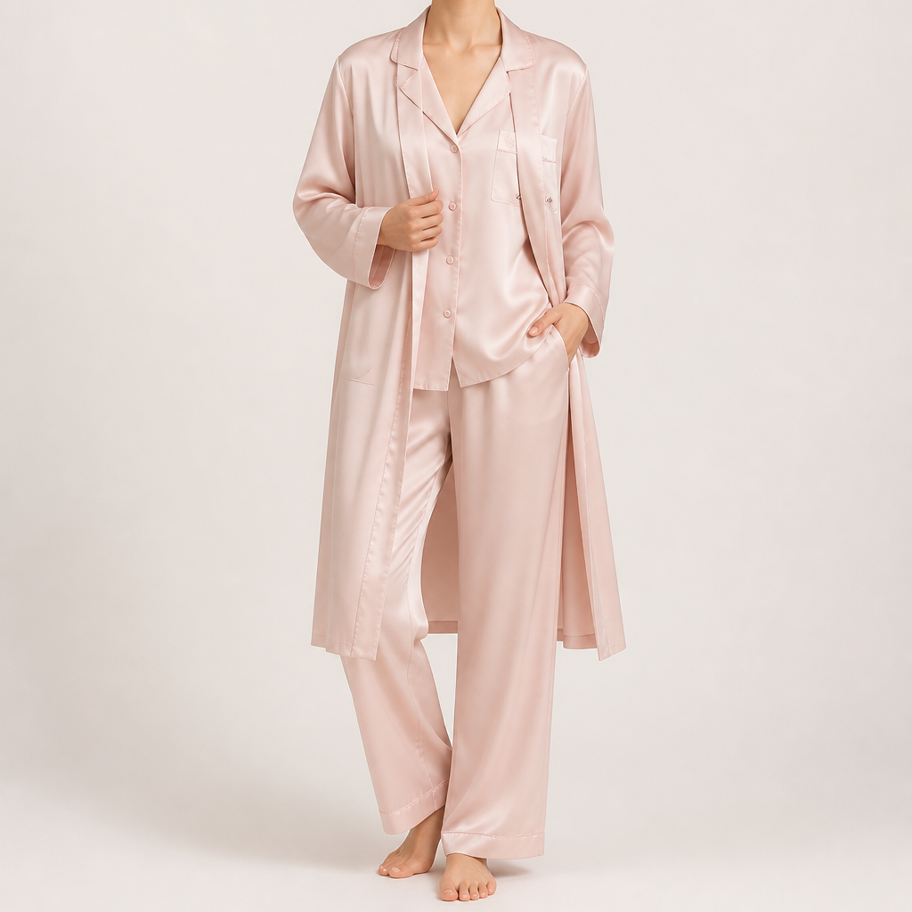 Leila | Womens Long Sleeve Two Piece Loungewear Pajama Set, Pink