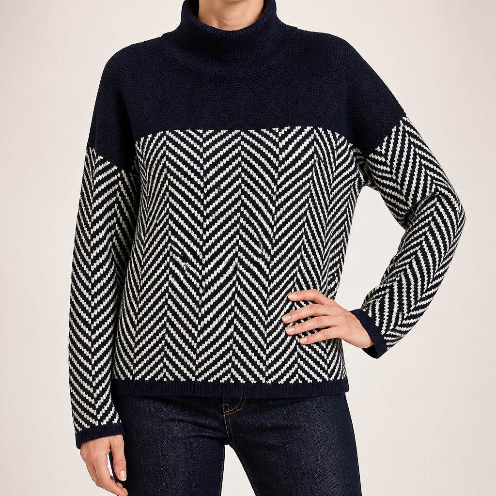 Lena | Womens Chunky Knit Warm Winter Sweater, Navy Blue