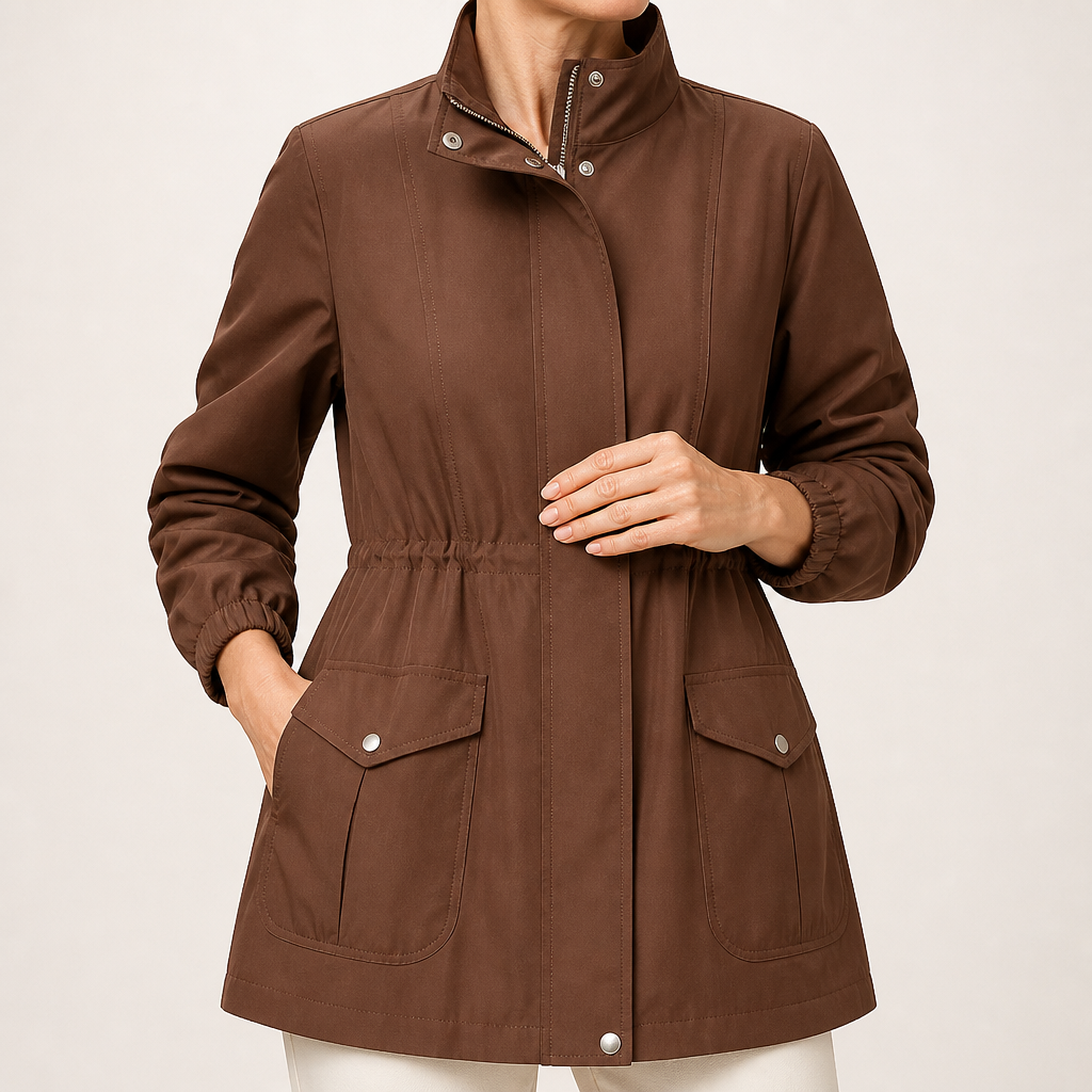 Lennon | Womens Wool Blend Drawstring Waist Winter Coat, Brown
