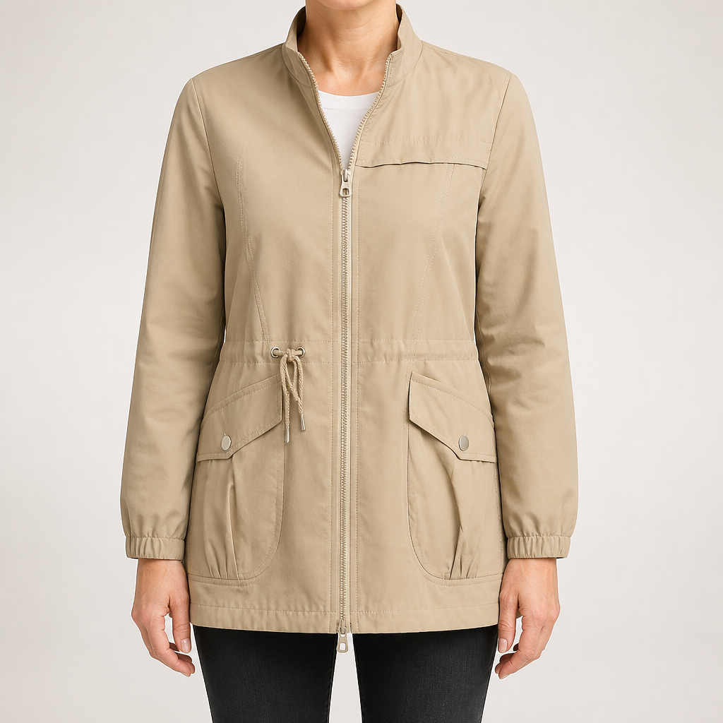 Lennon | Womens Wool Blend Drawstring Waist Winter Coat, Khaki