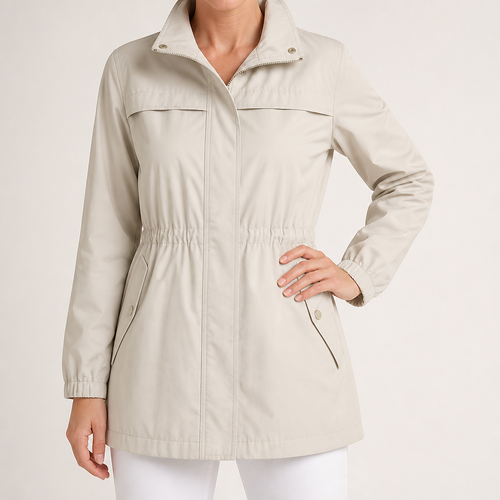 Lennon | Womens Wool Blend Drawstring Waist Winter Coat, Off White