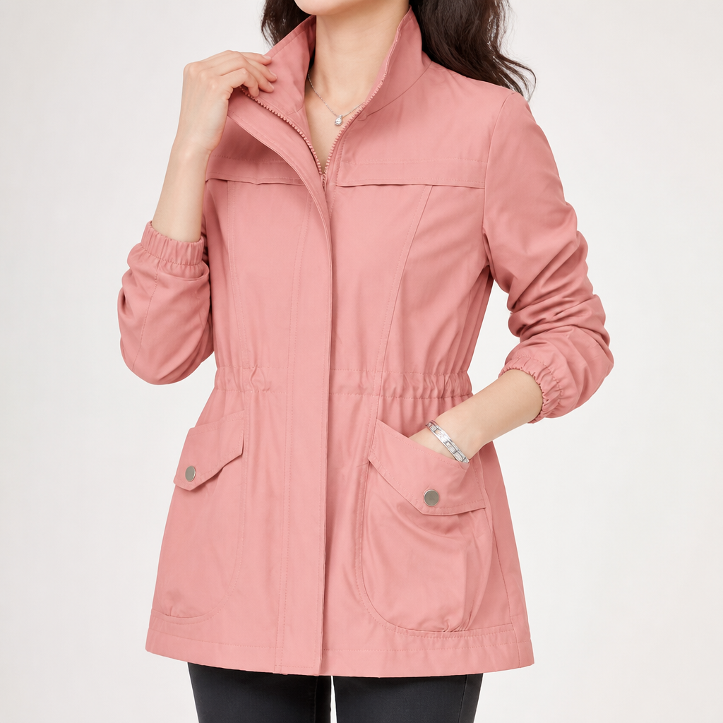 Lennon | Womens Wool Blend Drawstring Waist Winter Coat, Pink