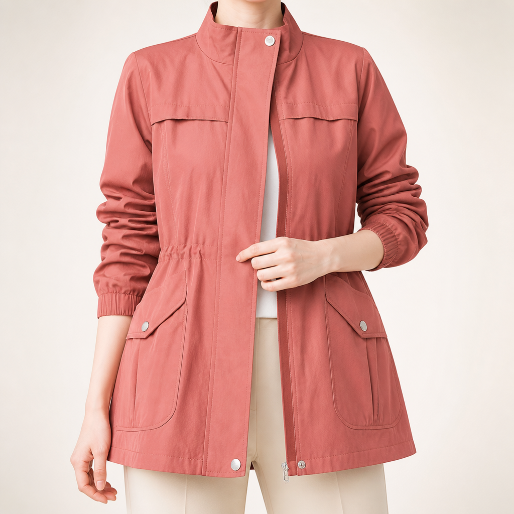Lennon | Womens Wool Blend Drawstring Waist Winter Coat, Brick Red