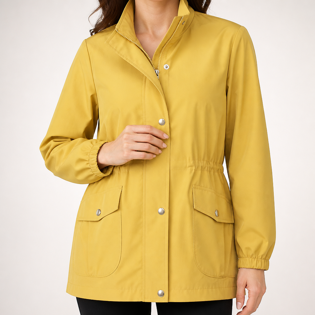 Lennon | Womens Wool Blend Drawstring Waist Winter Coat, Yellow