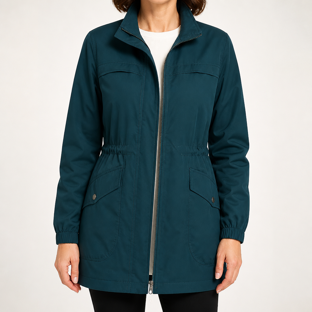 Lennon | Womens Wool Blend Drawstring Waist Winter Coat, Blue