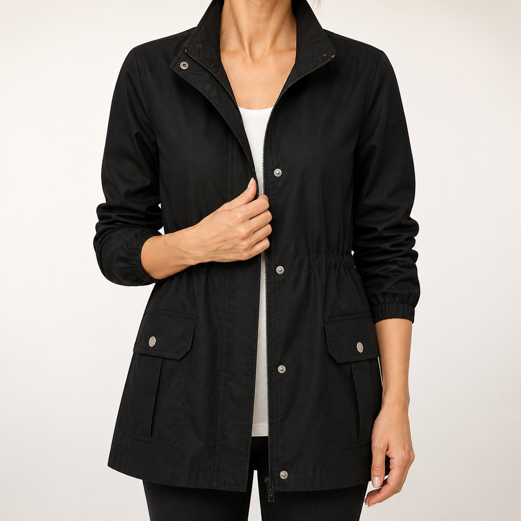 Lennon | Womens Wool Blend Drawstring Waist Winter Coat, Black