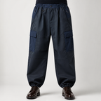 Leon | Mens Cargo Trousers Windproof Fleece Lined Outdoor Tactical Pants, Black Navy