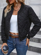 Leonie | Womens Black Quilted Bomber Jacket