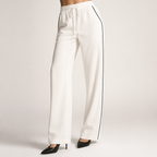 Leopold | Womens Tracksuit Sweatshirt Wide Leg Pants Two Piece Set Loungewear, White