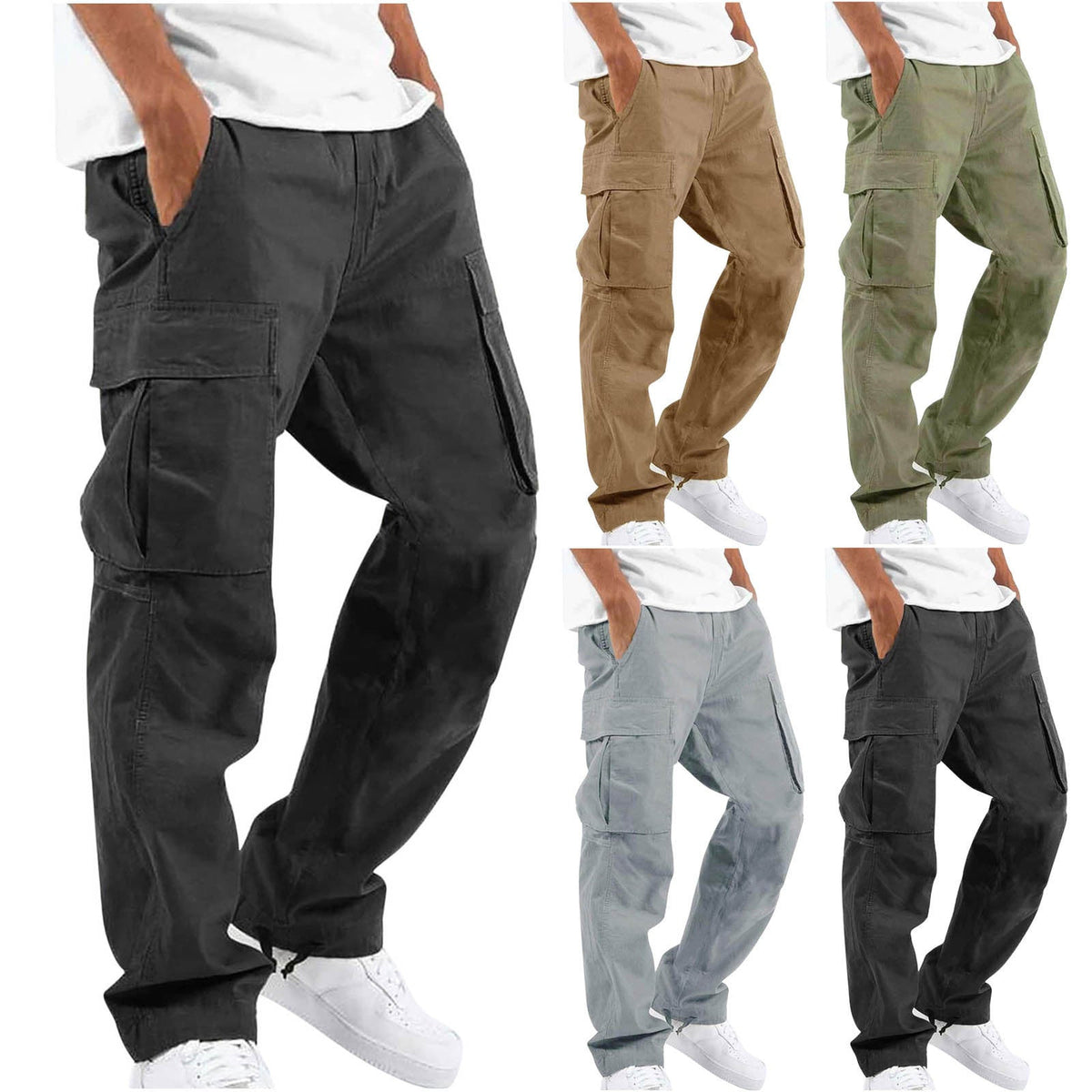 Levi | Mens Drawstring Moisture Wicking Multi Pocket Cargo Work Pants