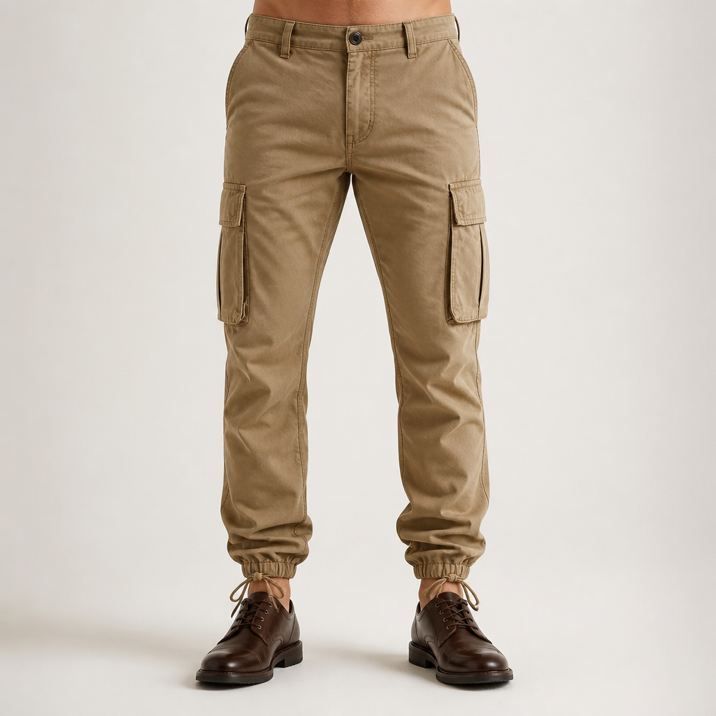 Levi | Mens Drawstring Moisture Wicking Multi Pocket Cargo Work Pants, Khaki