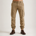Levi | Mens Drawstring Moisture Wicking Multi Pocket Cargo Work Pants, Khaki