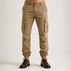 Levi | Mens Drawstring Moisture Wicking Multi Pocket Cargo Work Pants, Khaki