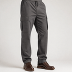 Levi | Mens Drawstring Moisture Wicking Multi Pocket Cargo Work Pants, Dark Grey
