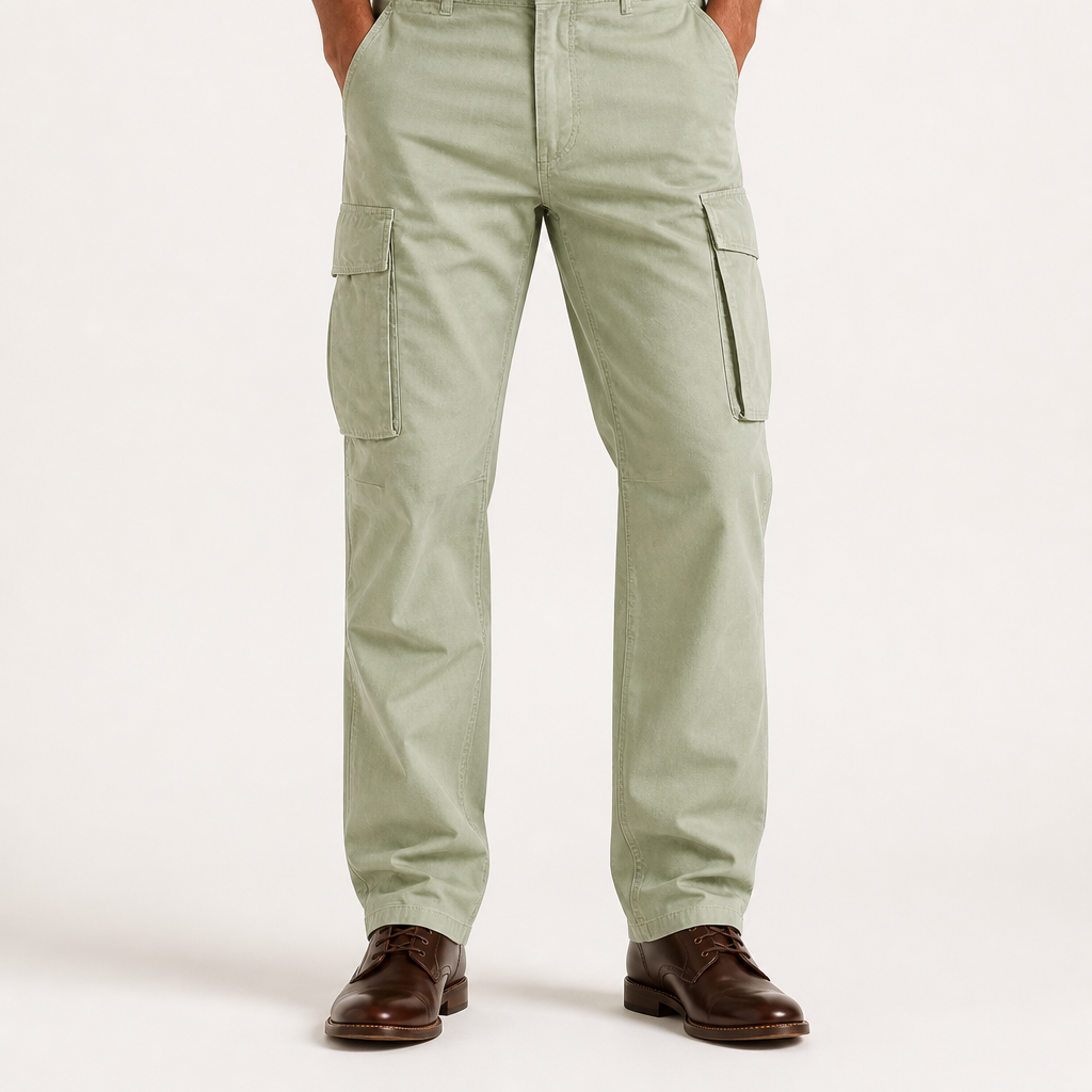 Levi | Mens Drawstring Moisture Wicking Multi Pocket Cargo Work Pants, Light Green